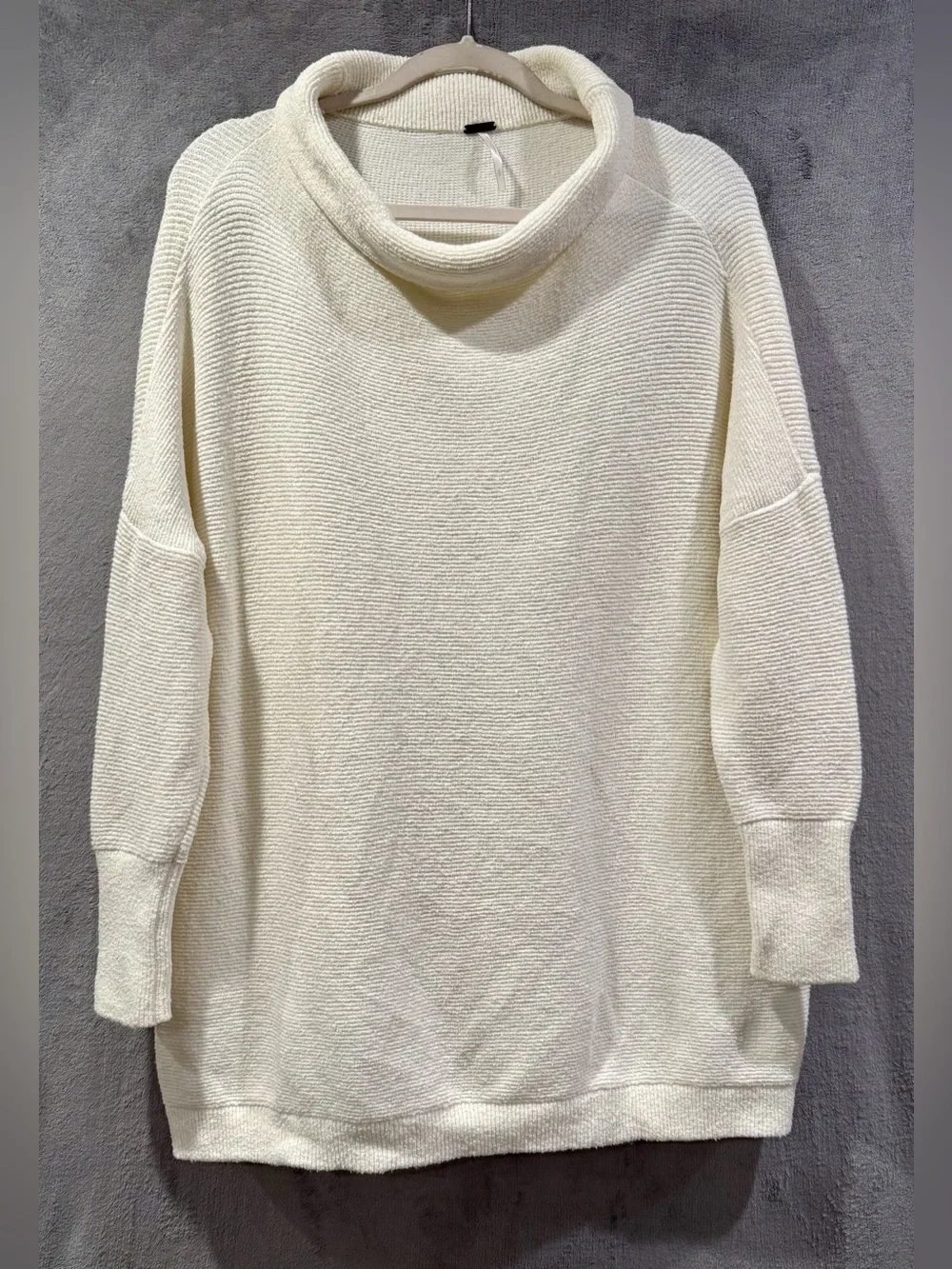 Free People Ottoman Slouchy Tunic in Ecru Cream Mock Neck Oversized Comfy Size S